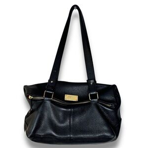 L.L. Bean Freeport Maine Black Pebble Leather Fold Over Shoulder Bag Purse